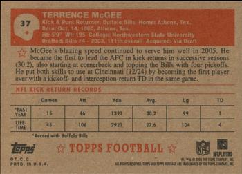 2006 Topps Heritage #37 Terrence McGee Back
