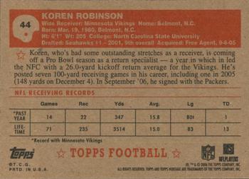 2006 Topps Heritage #44 Koren Robinson Back