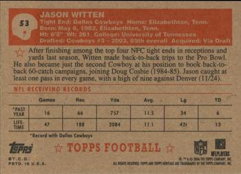 2006 Topps Heritage #53 Jason Witten Back
