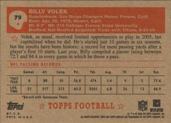 2006 Topps Heritage #79 Billy Volek Back