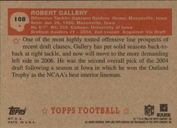 2006 Topps Heritage #108 Robert Gallery Back
