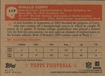 2006 Topps Heritage #117 Ronald Curry Back