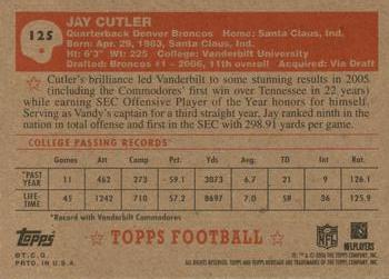 2006 Topps Heritage #125 Jay Cutler Back