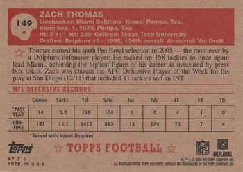 2006 Topps Heritage #149 Zach Thomas Back