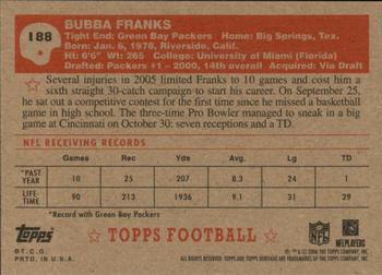 2006 Topps Heritage #188 Bubba Franks Back