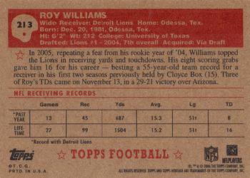 2006 Topps Heritage #213 Roy Williams Back