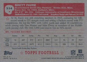 2006 Topps Heritage #314 Brett Favre Back
