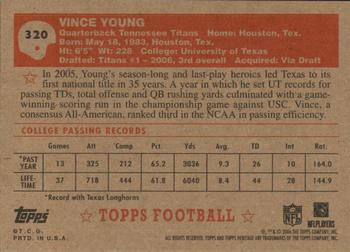 2006 Topps Heritage #320 Vince Young Back