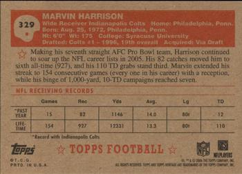 2006 Topps Heritage #329 Marvin Harrison Back