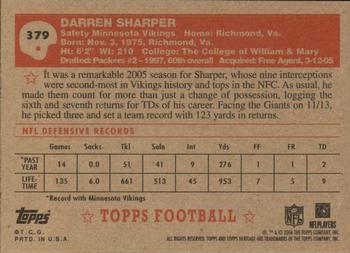 2006 Topps Heritage #379 Darren Sharper Back