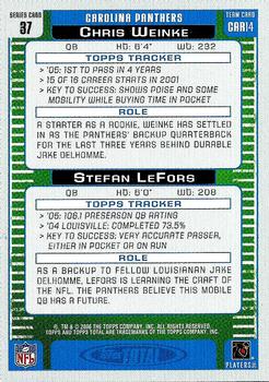 2006 Topps Total #37 Stefan LeFors / Chris Weinke Back