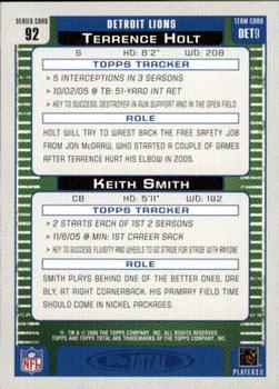 2006 Topps Total #92 Keith Smith / Terrence Holt Back