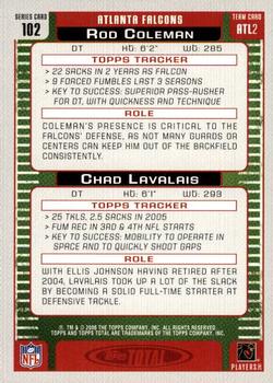 2006 Topps Total #102 Chad Lavalais / Rod Coleman Back