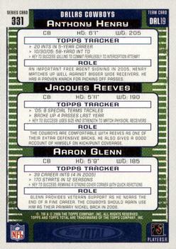 2006 Topps Total #331 Aaron Glenn / Anthony Henry / Jacques Reeves Back