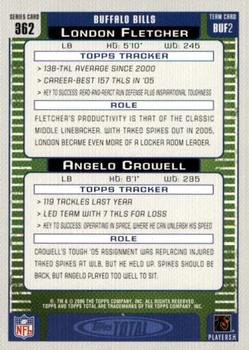 2006 Topps Total #362 Angelo Crowell / London Fletcher Back