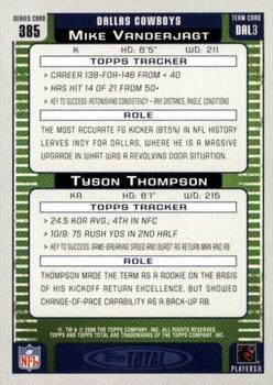 2006 Topps Total #385 Tyson Thompson / Mike Vanderjagt Back