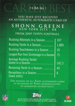 2009 Topps - Career Best Autographs #CBA-SG Shonn Greene Back
