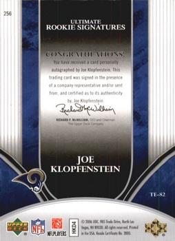 2006 Upper Deck Ultimate Collection #256 Joe Klopfenstein Back