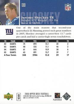 2006 Upper Deck #130 Jeremy Shockey Back