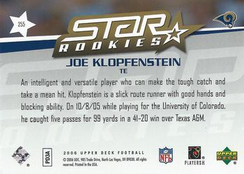 2006 Upper Deck #255 Joe Klopfenstein Back