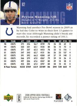 2006 Upper Deck #82 Peyton Manning Back