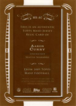 2009 Topps Mayo - Relics #MR-AC Aaron Curry Back