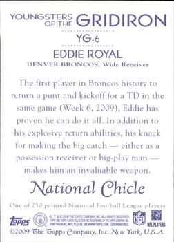2009 Topps National Chicle - Youngsters of the Gridiron #YG-6 Eddie Royal Back