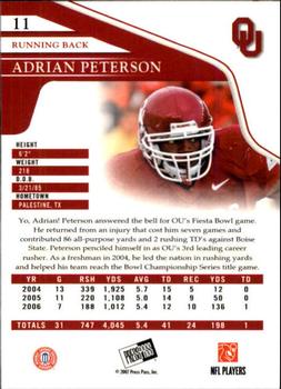 2007 Press Pass #11 Adrian Peterson Back