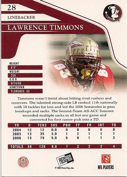 2007 Press Pass #28 Lawrence Timmons Back