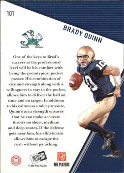 2007 Press Pass #101 Brady Quinn Back