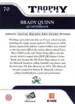 2007 Press Pass #70 Brady Quinn Back