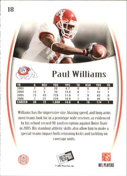 2007 Press Pass Legends #18 Paul Williams Back