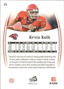 2007 Press Pass Legends #25 Kevin Kolb Back