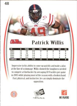 2007 Press Pass Legends #48 Patrick Willis Back