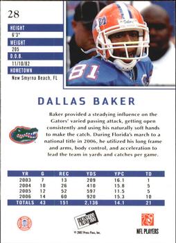 2007 Press Pass SE #28 Dallas Baker Back