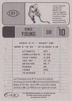 2007 SAGE HIT #VY Vince Young Back