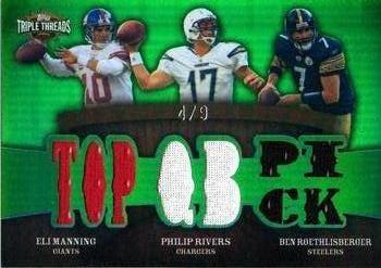 2009 Topps Triple Threads - Relic Combos Emerald #TTRC-48 Eli Manning / Philip Rivers / Ben Roethlisberger Front