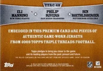 2009 Topps Triple Threads - Relic Combos Gold #TTRC-48 Eli Manning / Philip Rivers / Ben Roethlisberger Back