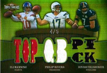 2009 Topps Triple Threads - Relic Combos Gold #TTRC-48 Eli Manning / Philip Rivers / Ben Roethlisberger Front