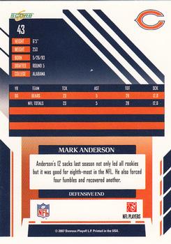 2007 Score #43 Mark Anderson Back