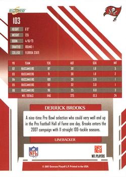 2007 Score #103 Derrick Brooks Back