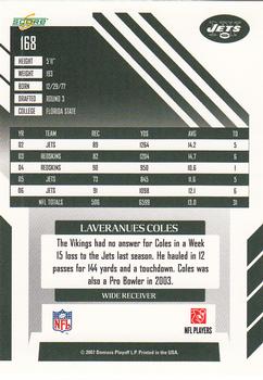 2007 Score #168 Laveranues Coles Back