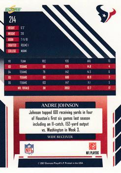 2007 Score #214 Andre Johnson Back
