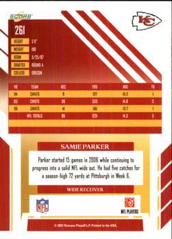 2007 Score #261 Samie Parker Back