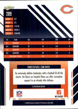 2007 Score #289 Michael Okwo Back