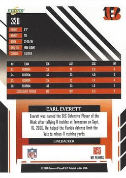 2007 Score #320 Earl Everett Back