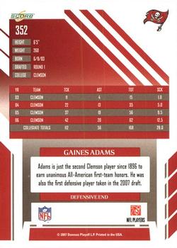 2007 Score #352 Gaines Adams Back