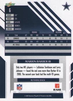 2007 Score Select #6 Marion Barber Back