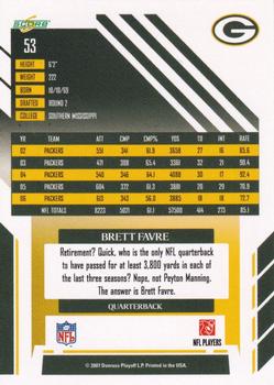 2007 Score Select #53 Brett Favre Back