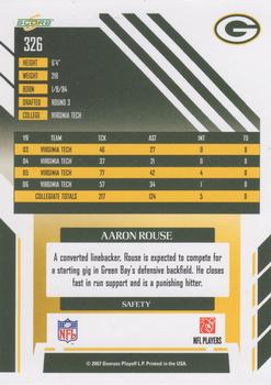 2007 Score Select #326 Aaron Rouse Back